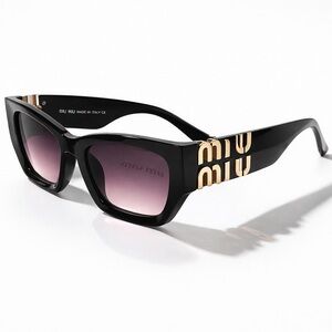 Miu Miu Glossy Black Sunglasses with Gradient Purple Lenses